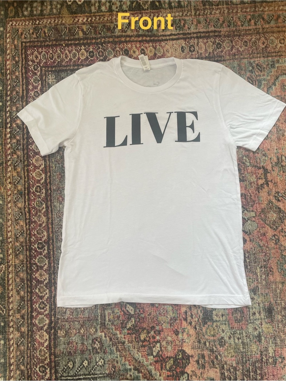 Bella Canvas White T-Shirt with Black LIVE Graphic